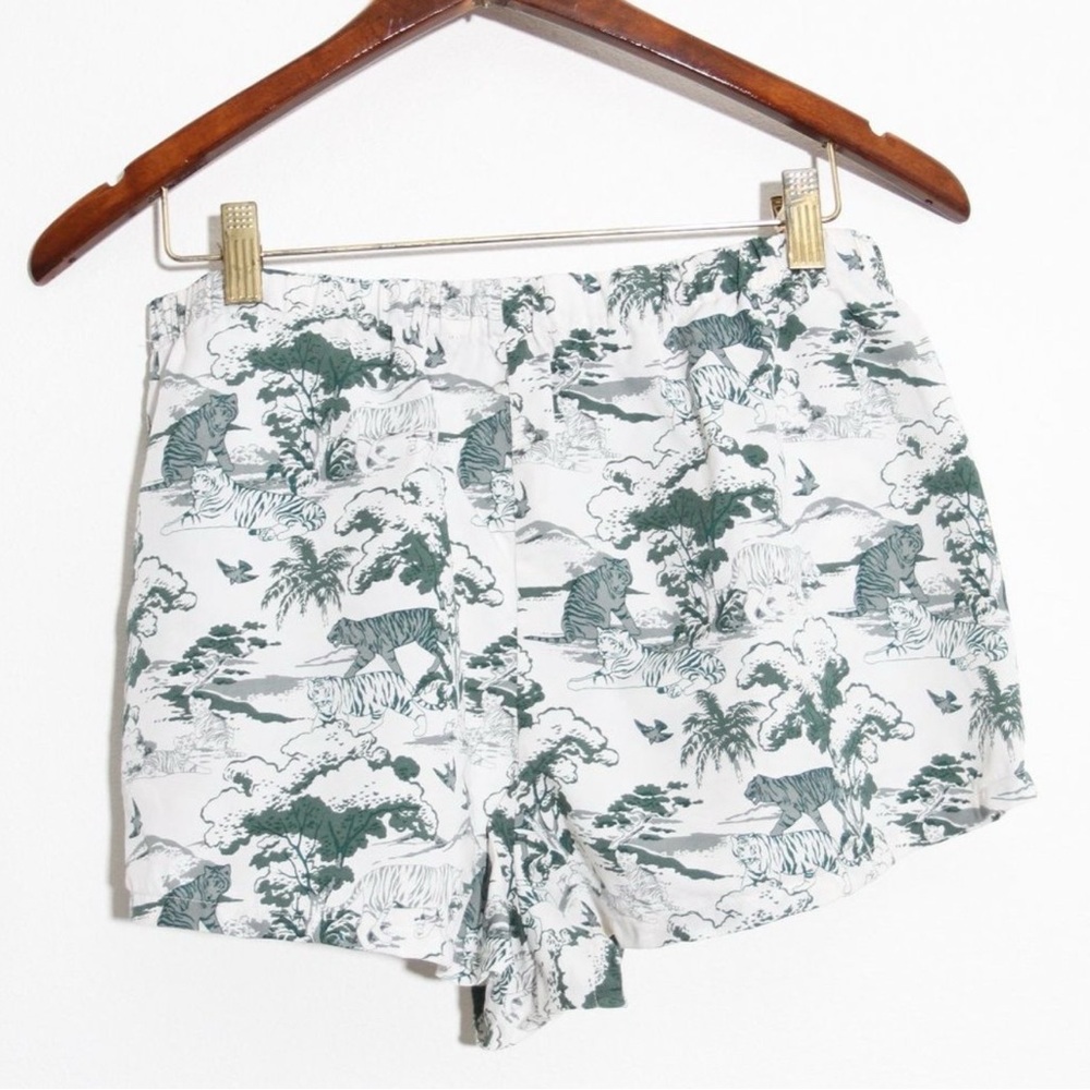 Reformation Pajama Shorts Green Tiger Toile